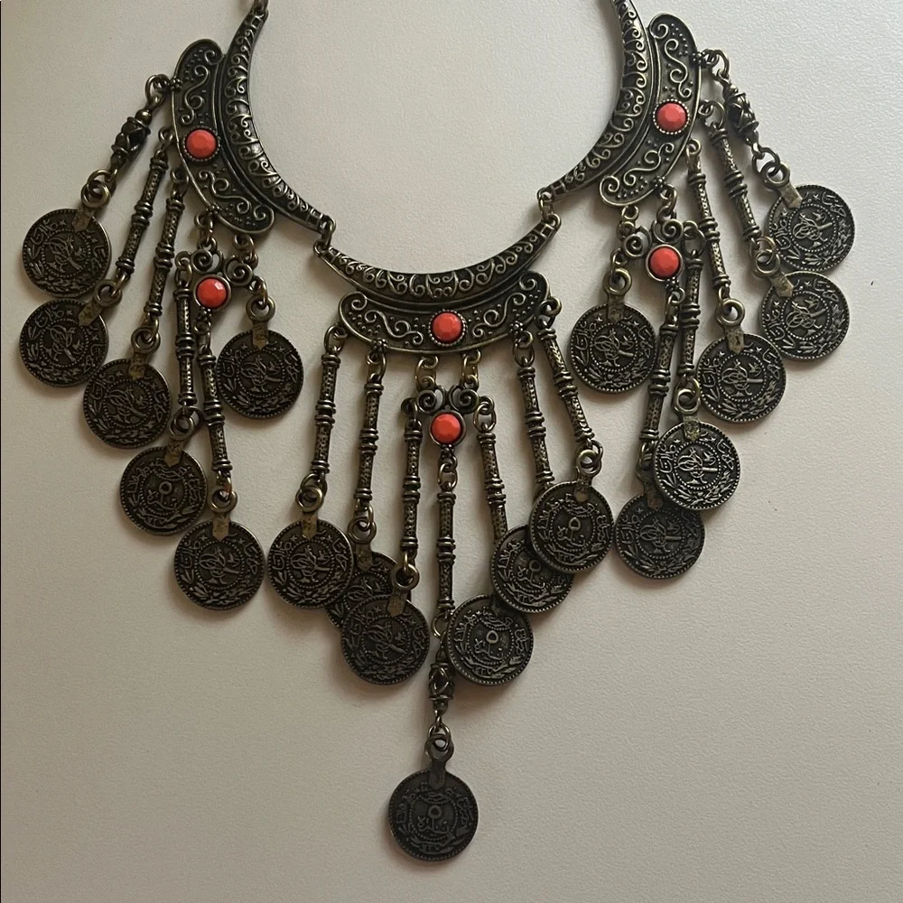 3 for $12 Boho Statement Necklace with Coral Accents - Picture 3 of 3